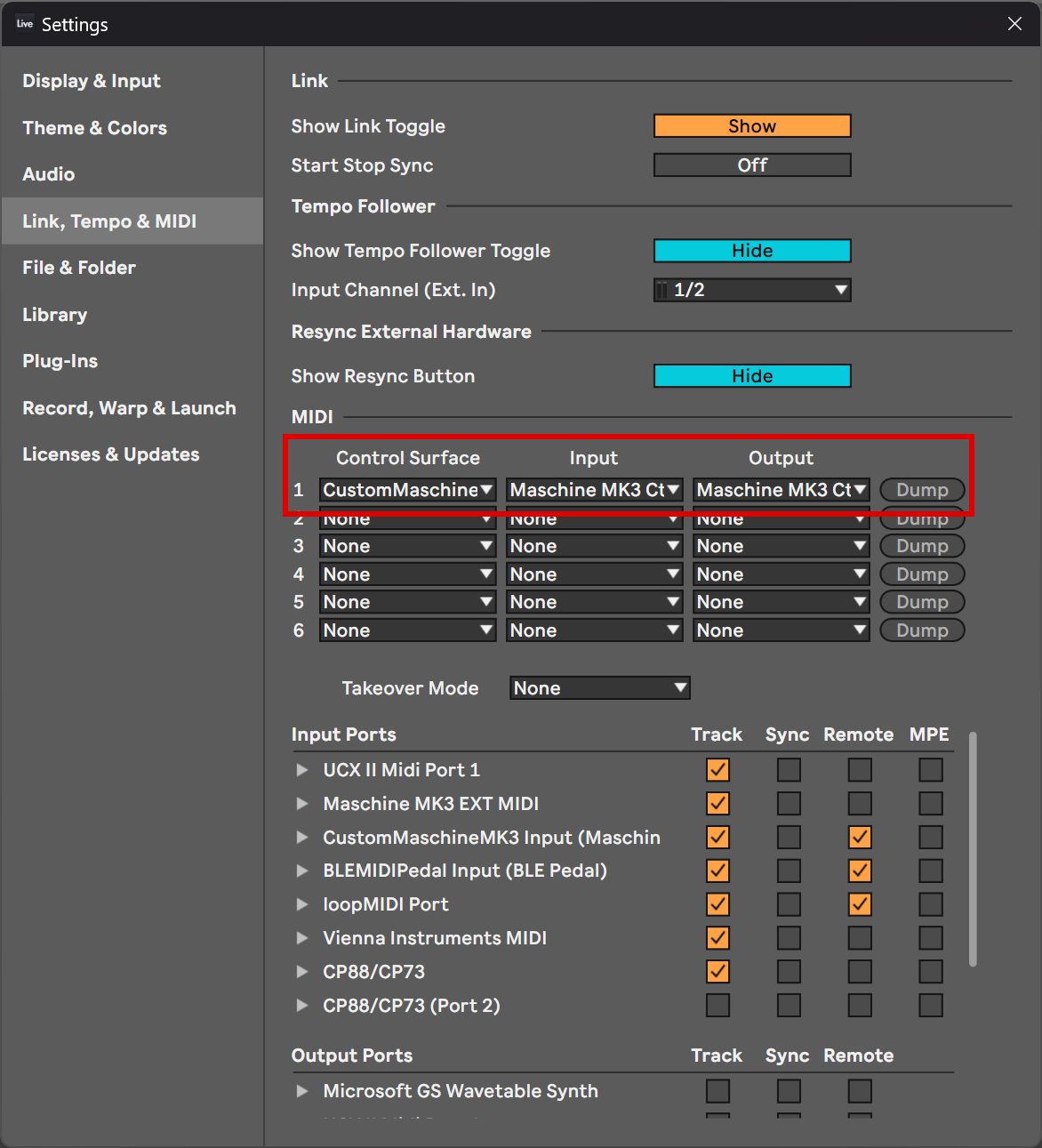 Ableton Live Settings