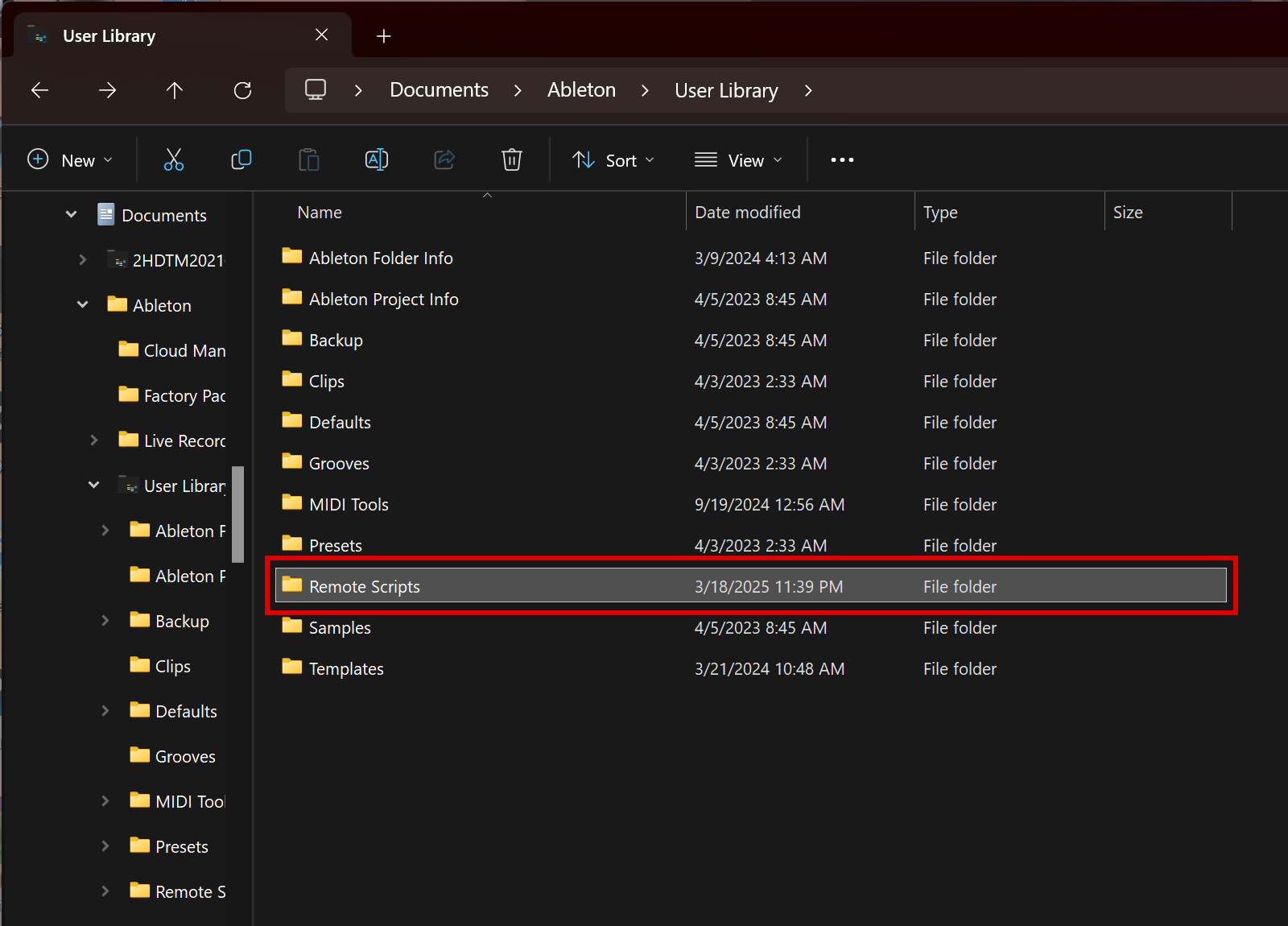 User Library Folder on Windows